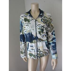 PAISLEY & SAGE Women's Blue Full Zip L Long Sleeve Lined Hoodie